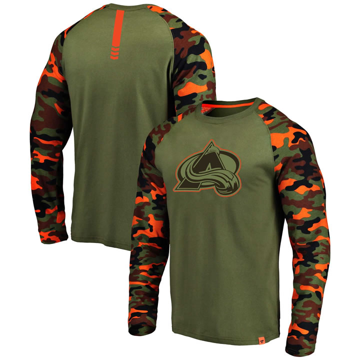 Colorado Avalanche Fanatics Branded OliveCamo Recon Long Sleeve Raglan T-Shirt,We sell and wholesale Colorado Avalanche Fanatics Branded OliveCamo Recon Long Sleeve Raglan T-Shirt on line form chian!